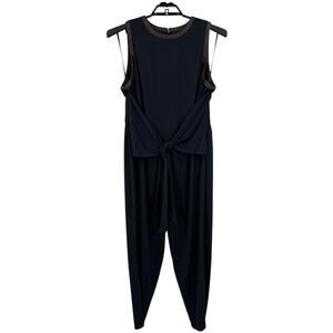 Lauren Ralph Lauren tie front jersey sleeveless jumpsuit blue size 2X